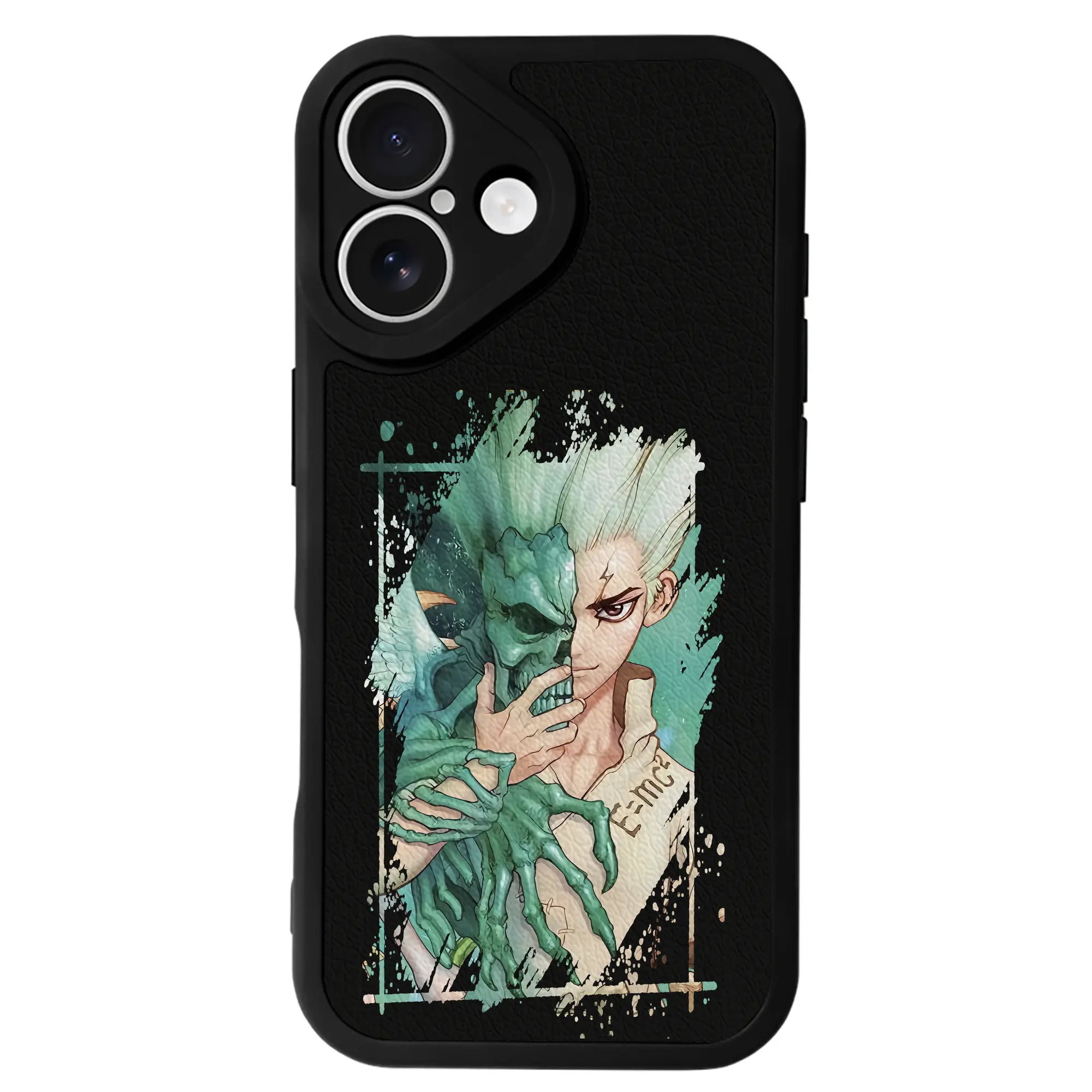 ドクターストーン グッズ,石神千空 - IPhone 16シリーズ対応 ・ シリコンスマホケース ・ レザー調 ・ 高精度フィット ・ 耐衝撃 ・ ワイヤレス充電対応 ・ 精密カット